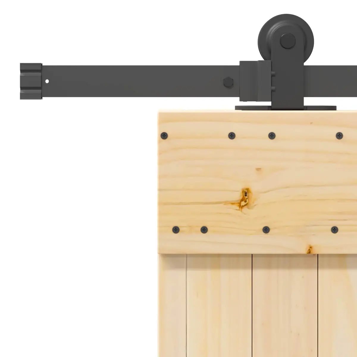 Sliding Door Natural Pine Wood Black Steel Track Space-Saving Modern 70cm x 210cm