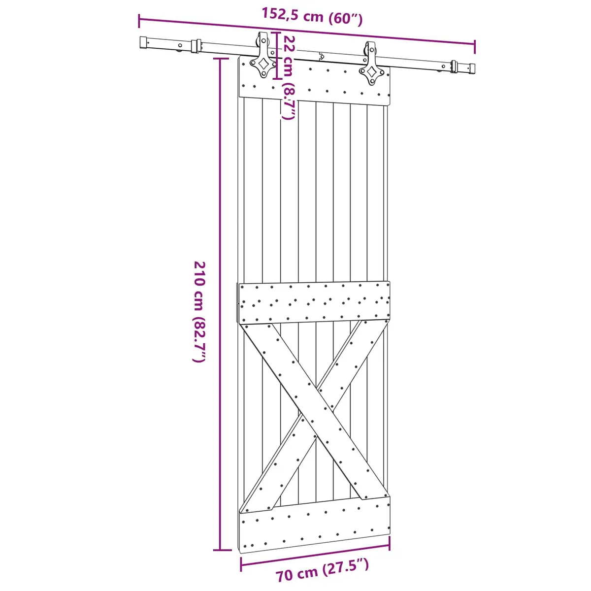Sliding Door Modern Room Divider 70cm Barn Style Hardware Track
