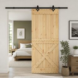 Friendly Sliding Door Room Divider 95 x 210 cm Pine Wood