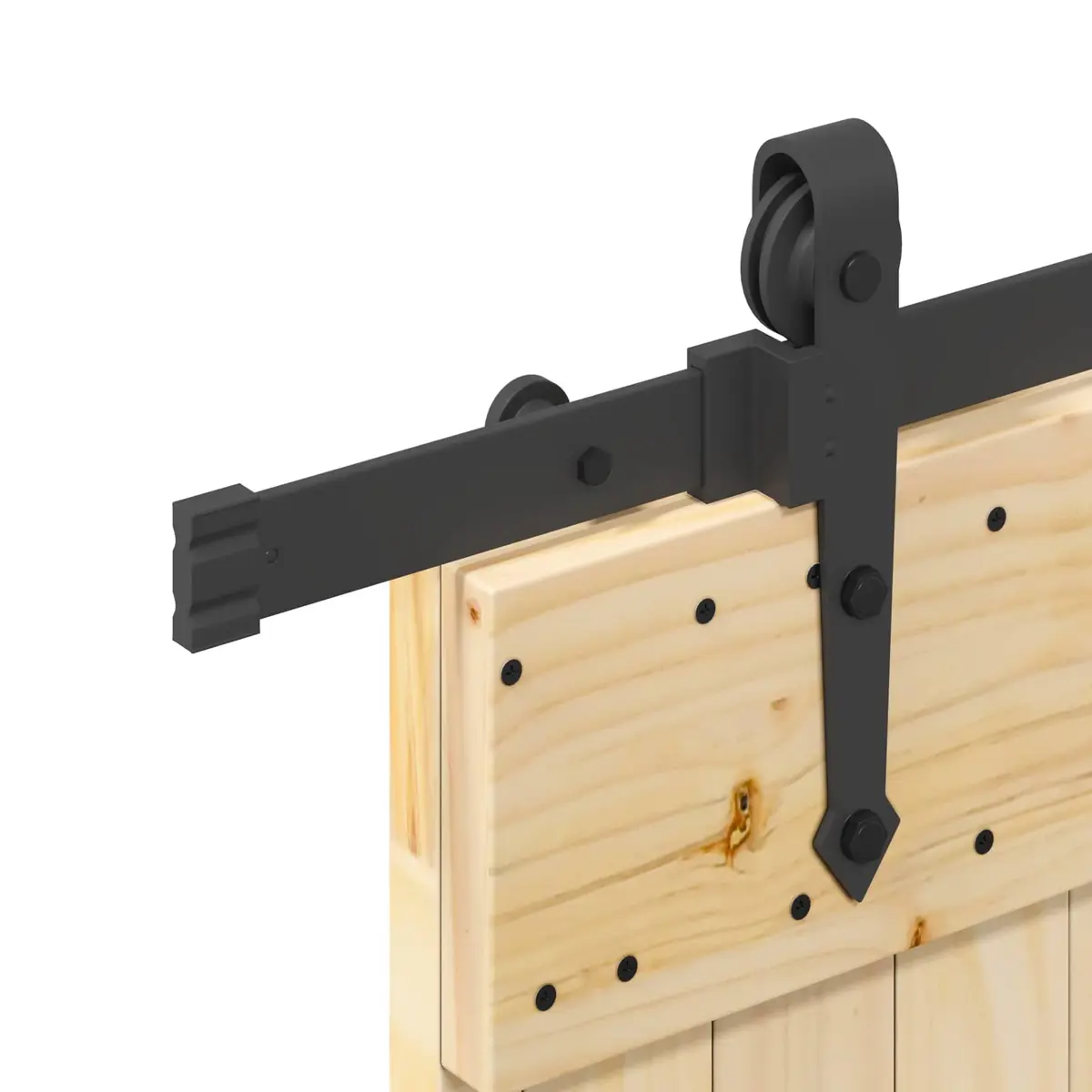 Sliding Door Natural Pine Wood Black Track Modern Room Divider 80 cm x 210 cm