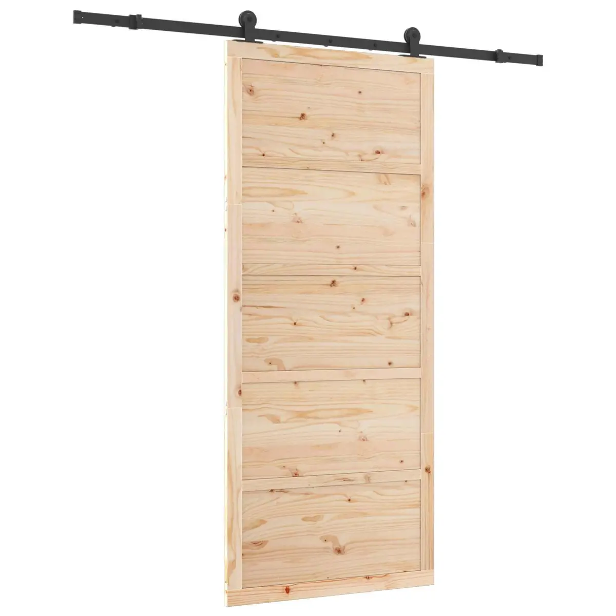 Sliding Door Solid Pine Wood Natural Brown 100 x 208 cm Space-Saving Room
