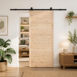 Sliding Door Natural Pine Wood 80 x 208 cm Space-Saving Interior Room Divider