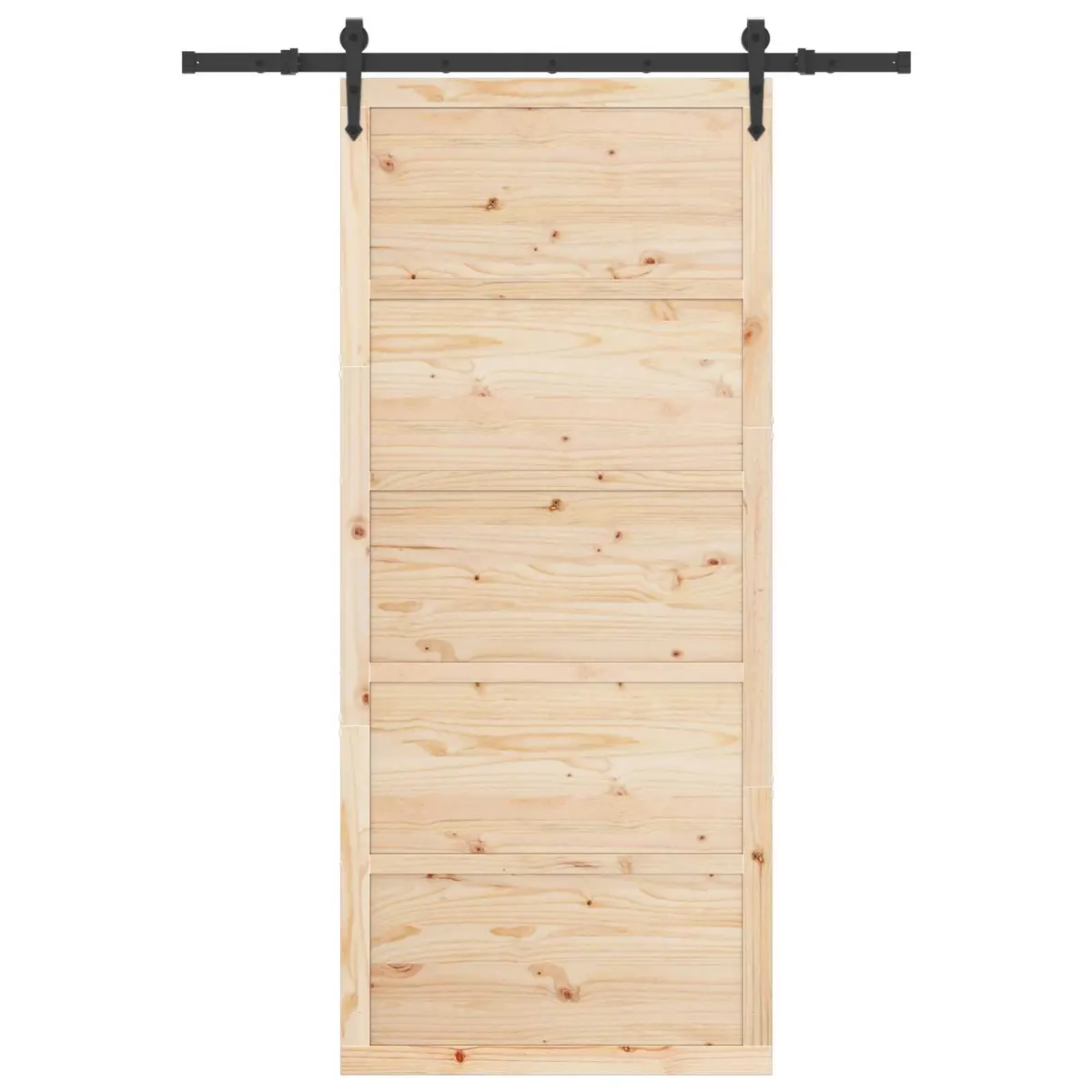 Sliding Door Solid Pine Wood Natural 80 x 208 cm Top Track Mechanism