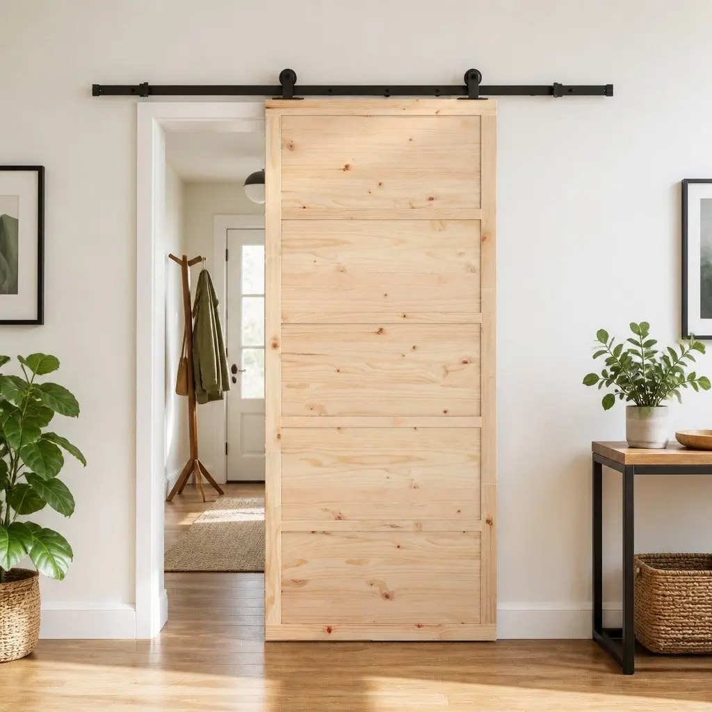 Sliding Door Solid Pine Wood 80 x 208 cm Space-Saving Interior Door