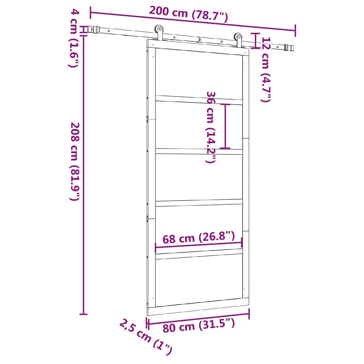 Sliding Door Solid Pine Wood 80 x 208 cm Space-Saving Interior Door