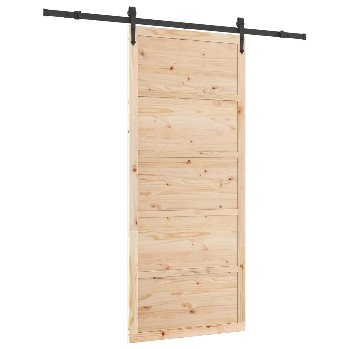 Sliding Door Solid Pine Wood Natural Brown 80 x 208 cm
