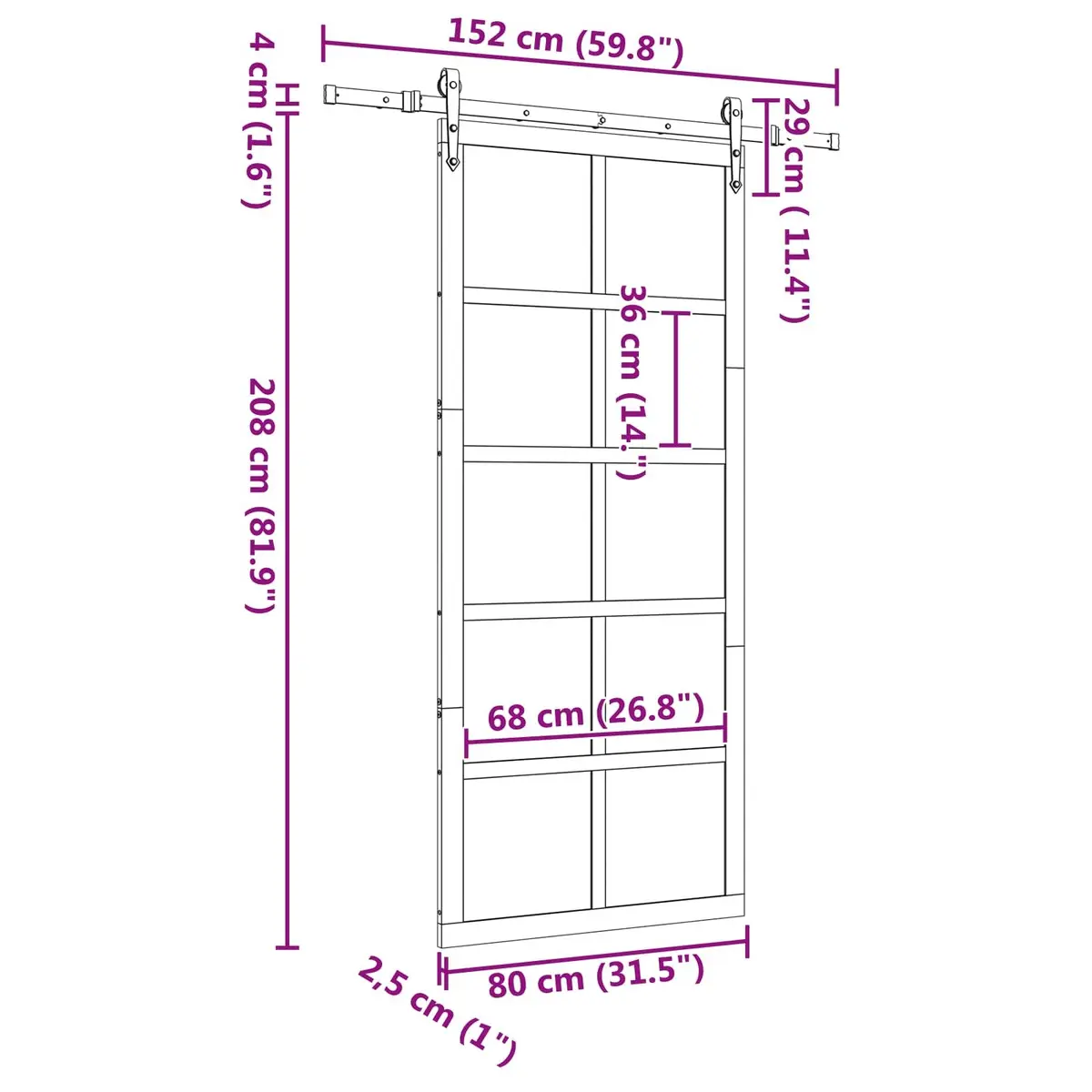 Sliding Door Natural Solid Pine Wood 80 x 208 cm Modern Interior Room Divider