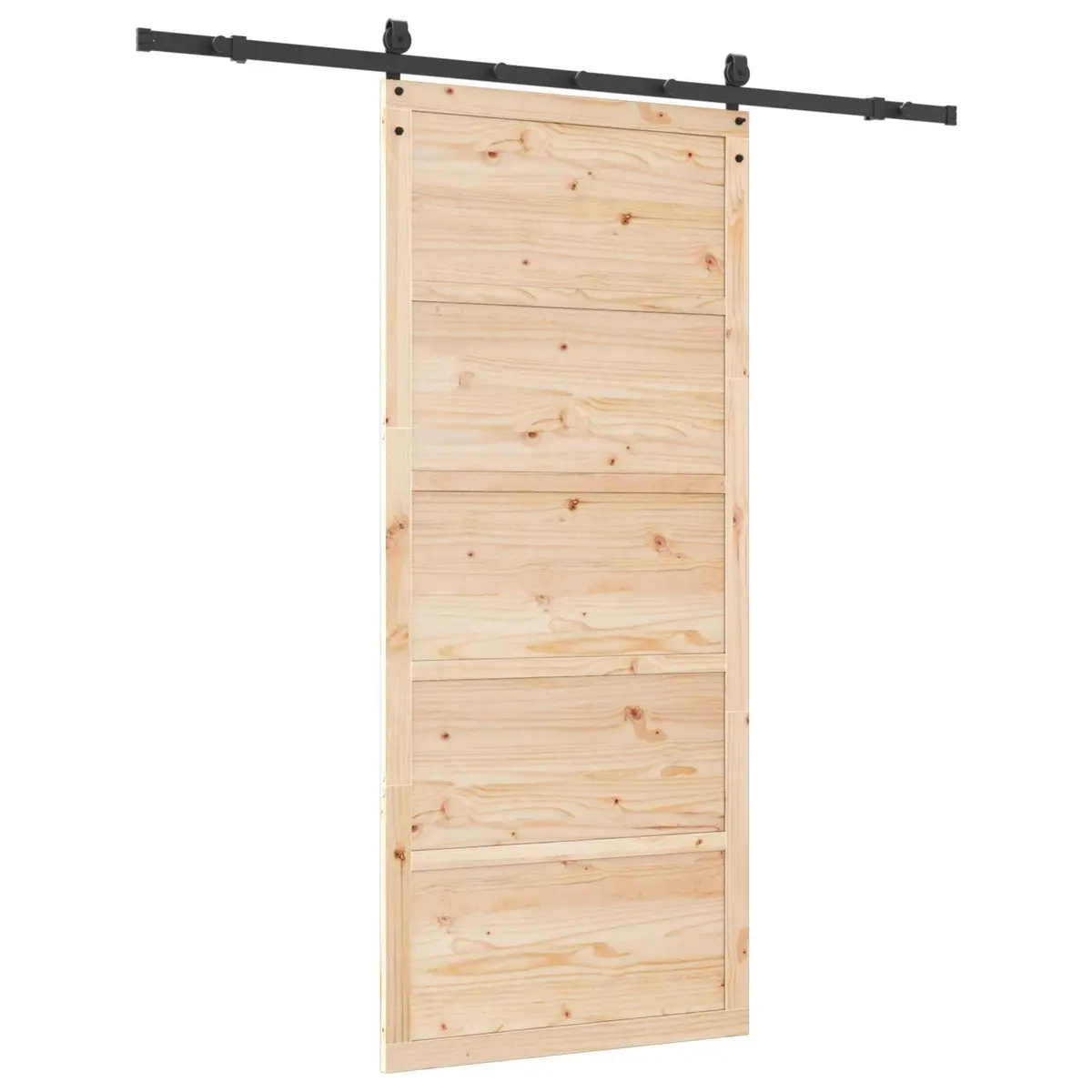 Sliding Door 100 x 208 cm Solid Pine Wood Natural Brown Modern Interior Room