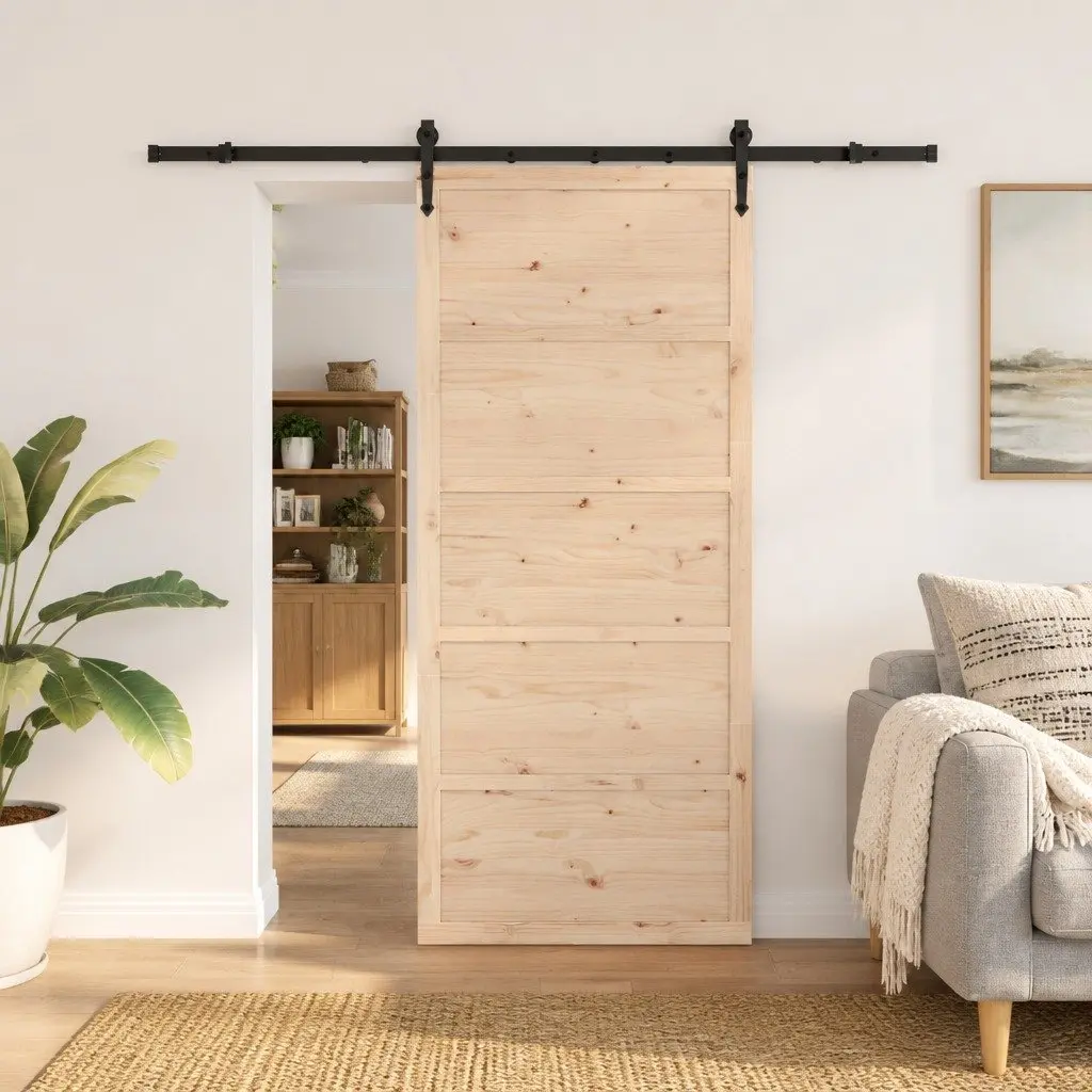 Sliding Door Solid Pine Wood Space-Saving 80 x 208 cm