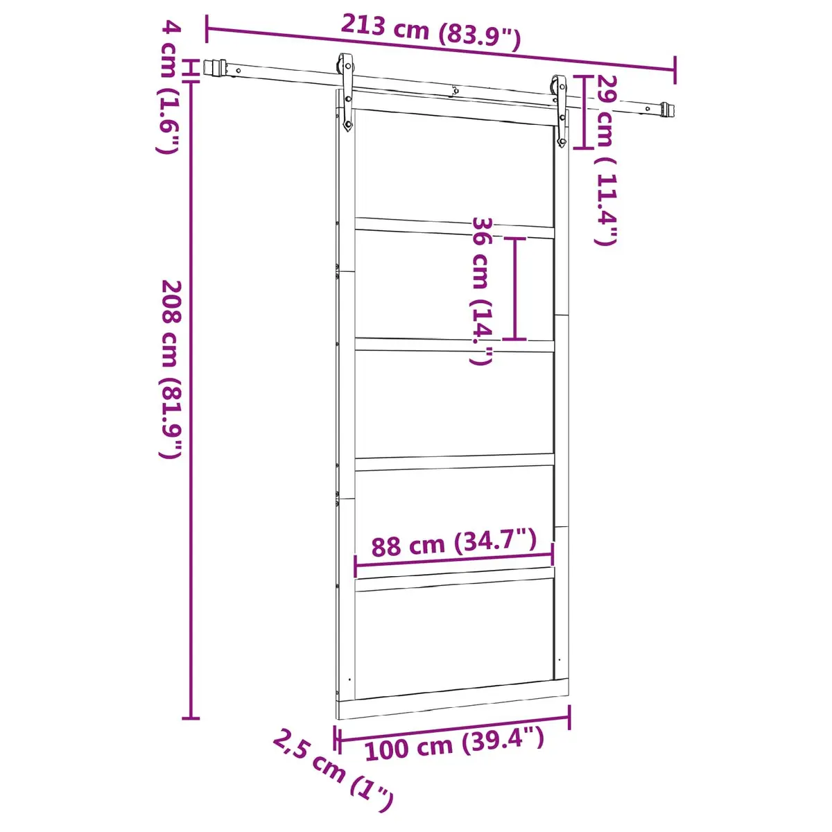 Sliding Door Solid Pine Wood Natural 100 x 208 cm Interior Room Divider