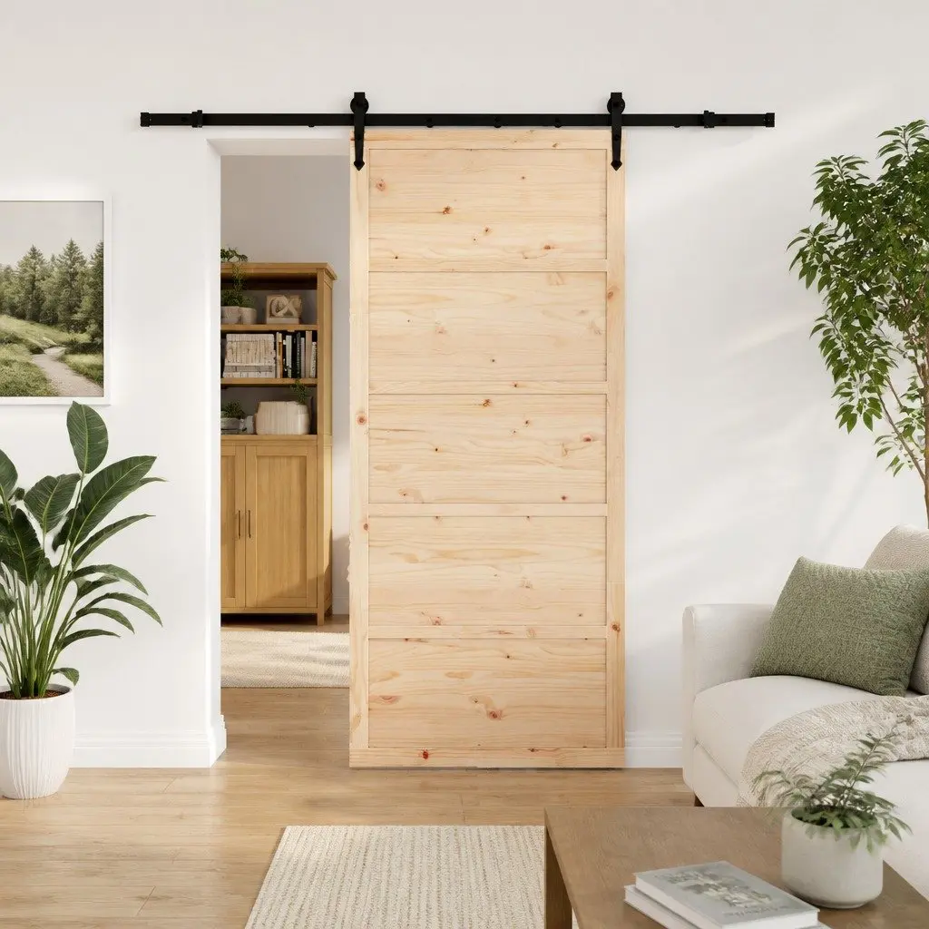 Solid Pine Wood Sliding Door Natural 90 x 208 cm
