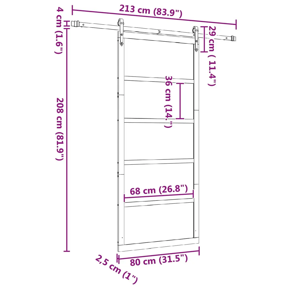 Sliding Door Solid Pine Wood Natural Brown 80 x 208 cm