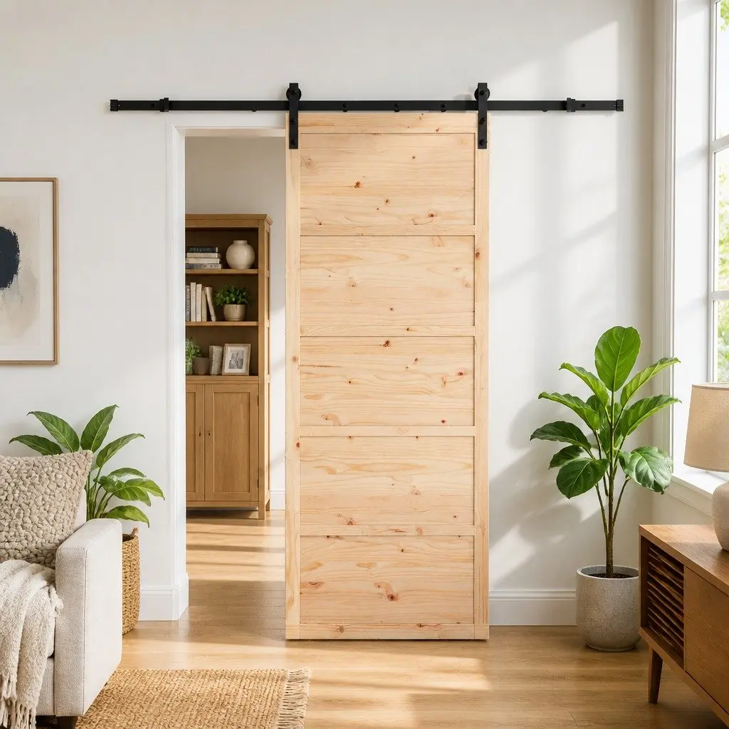 Sliding Door Solid Pine Wood Modern Interior 100 x 208 cm