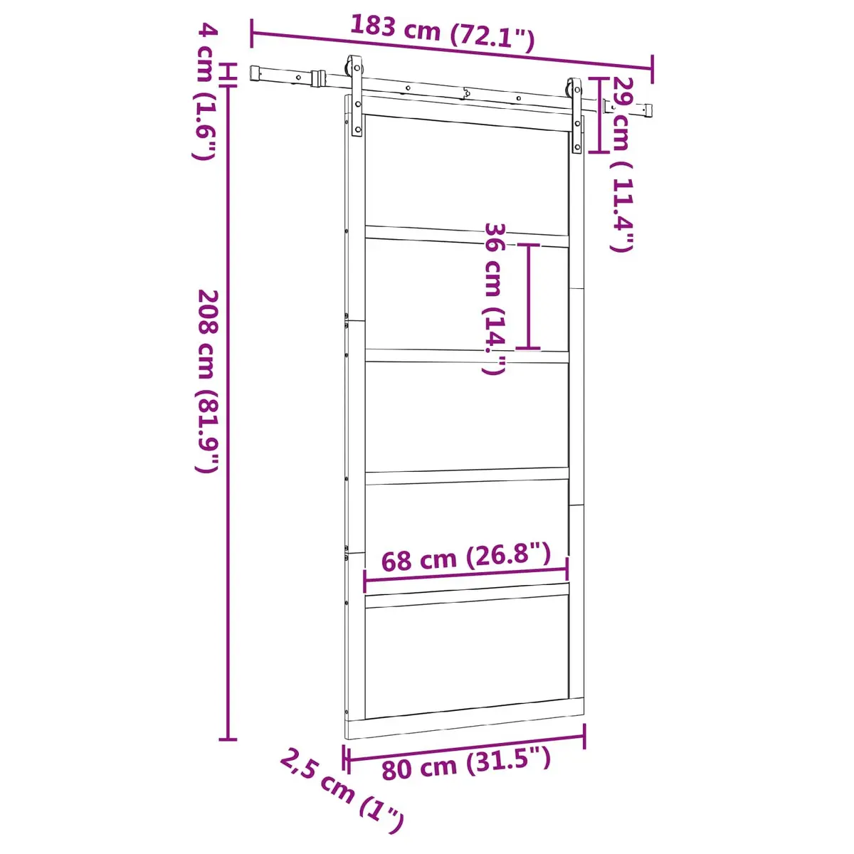 Sliding Door Natural Solid Pine Wood Modern Interior Room Divider 80 x 208 cm
