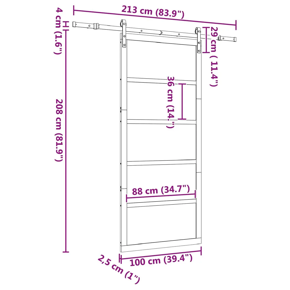 Solid Pine Sliding Door 100 x 208 cm for Style and Space