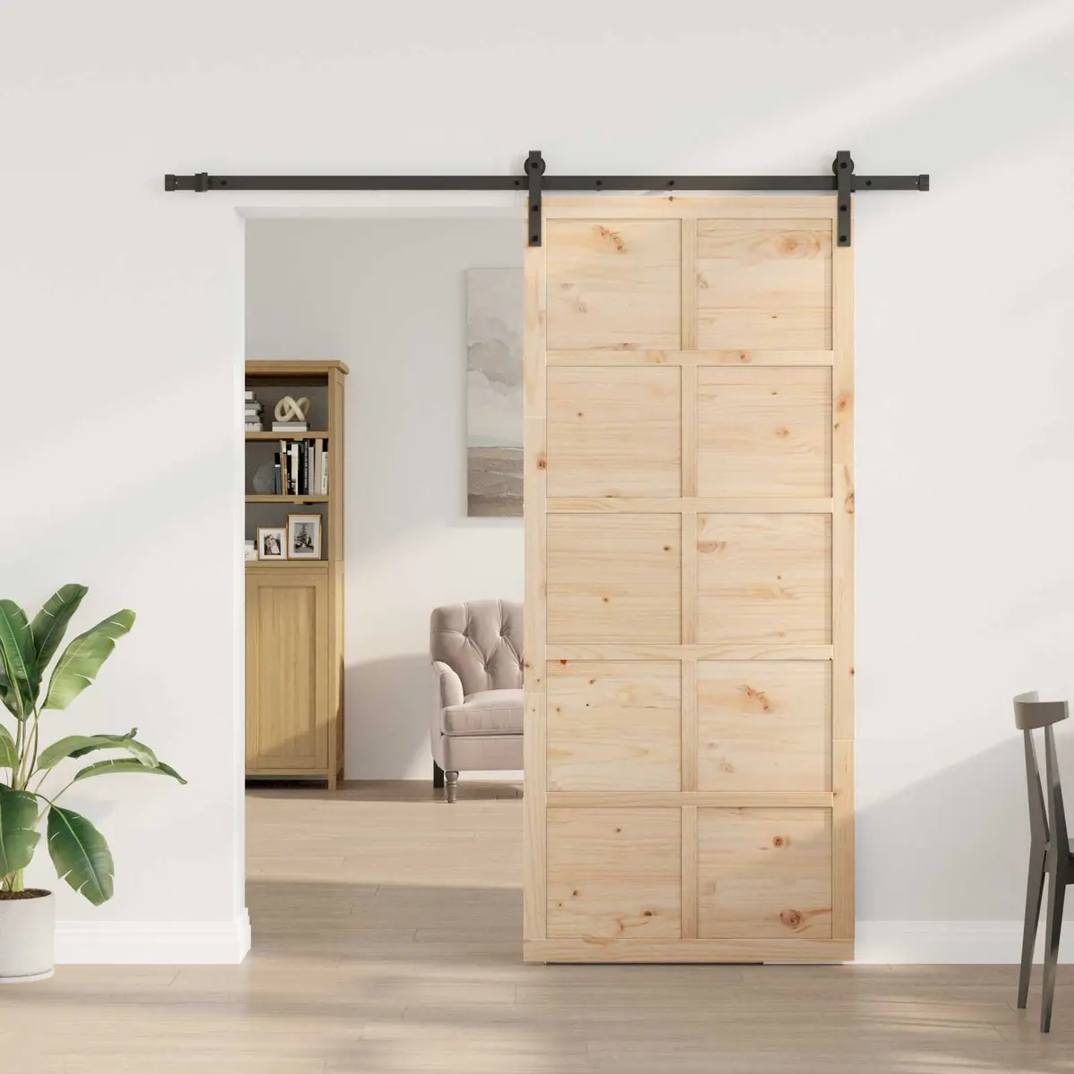 Solid Pine Sliding Door 100 x 208 cm for Style and Space