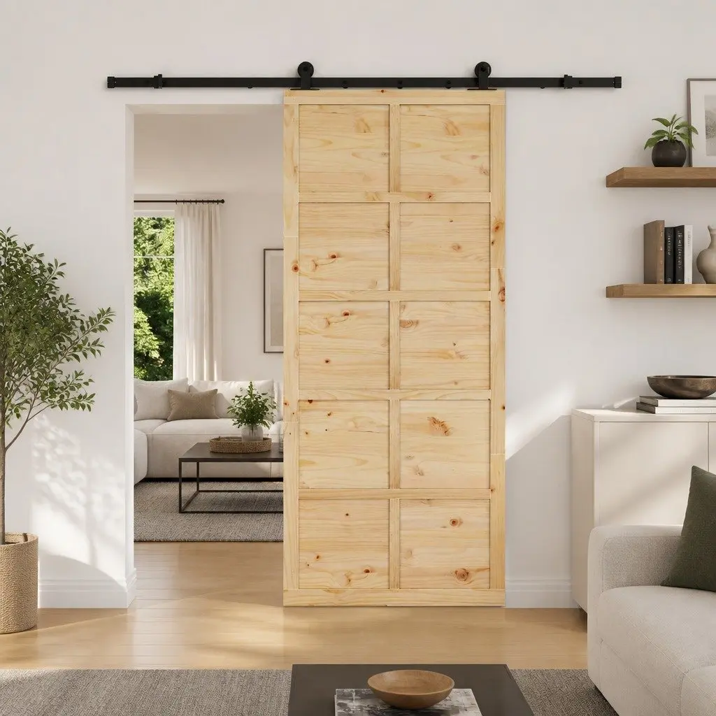 Sliding Door Solid Pine Wood 90 x 208 cm Interior Room Divider
