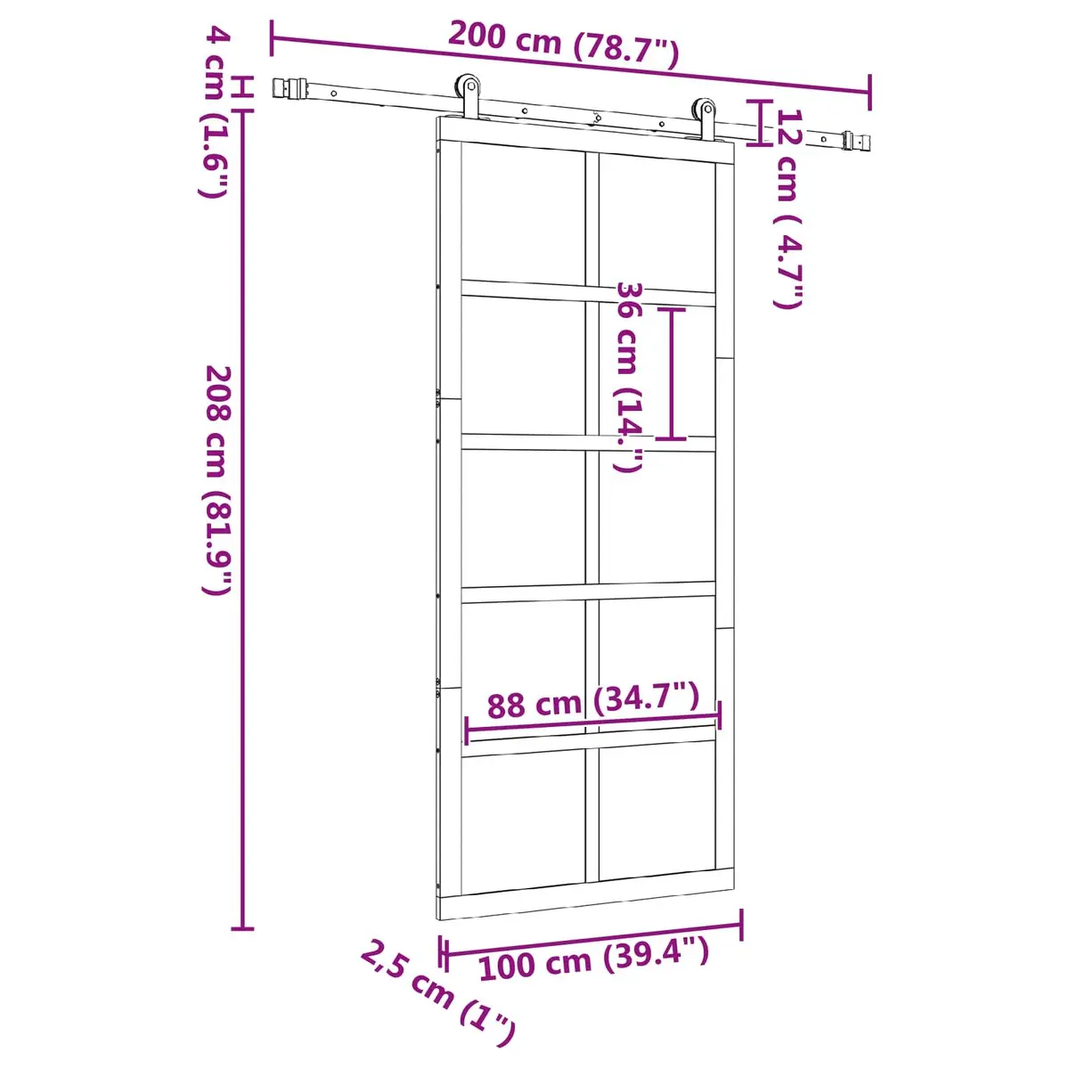Sliding Door Solid Pine Wood Natural 100 x 208 cm Interior Room Divider
