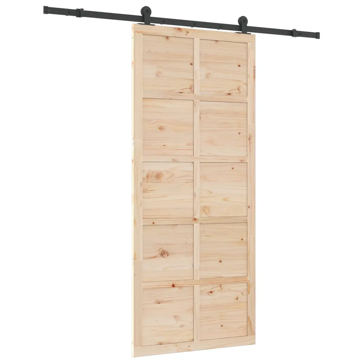 Sliding Door Solid Pine Wood Natural 80 x 208 cm Space Saving