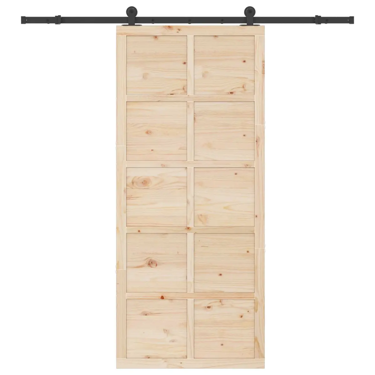 Sliding Door Solid Pine Wood Natural 80 x 208 cm Space Saving