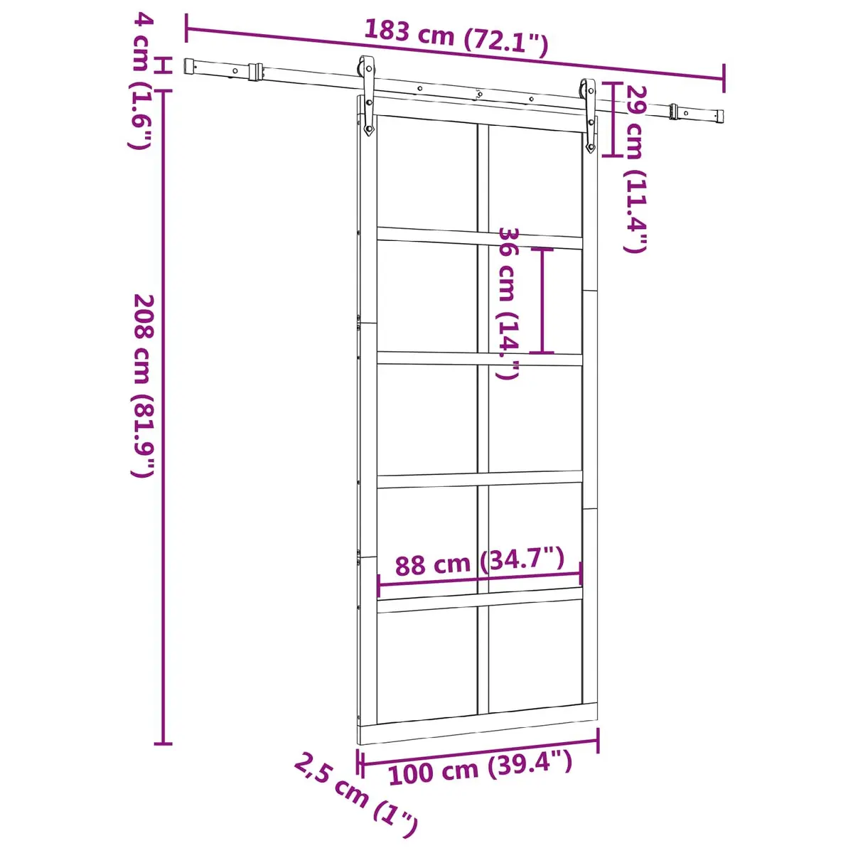 Sliding Door in Solid Pine Wood