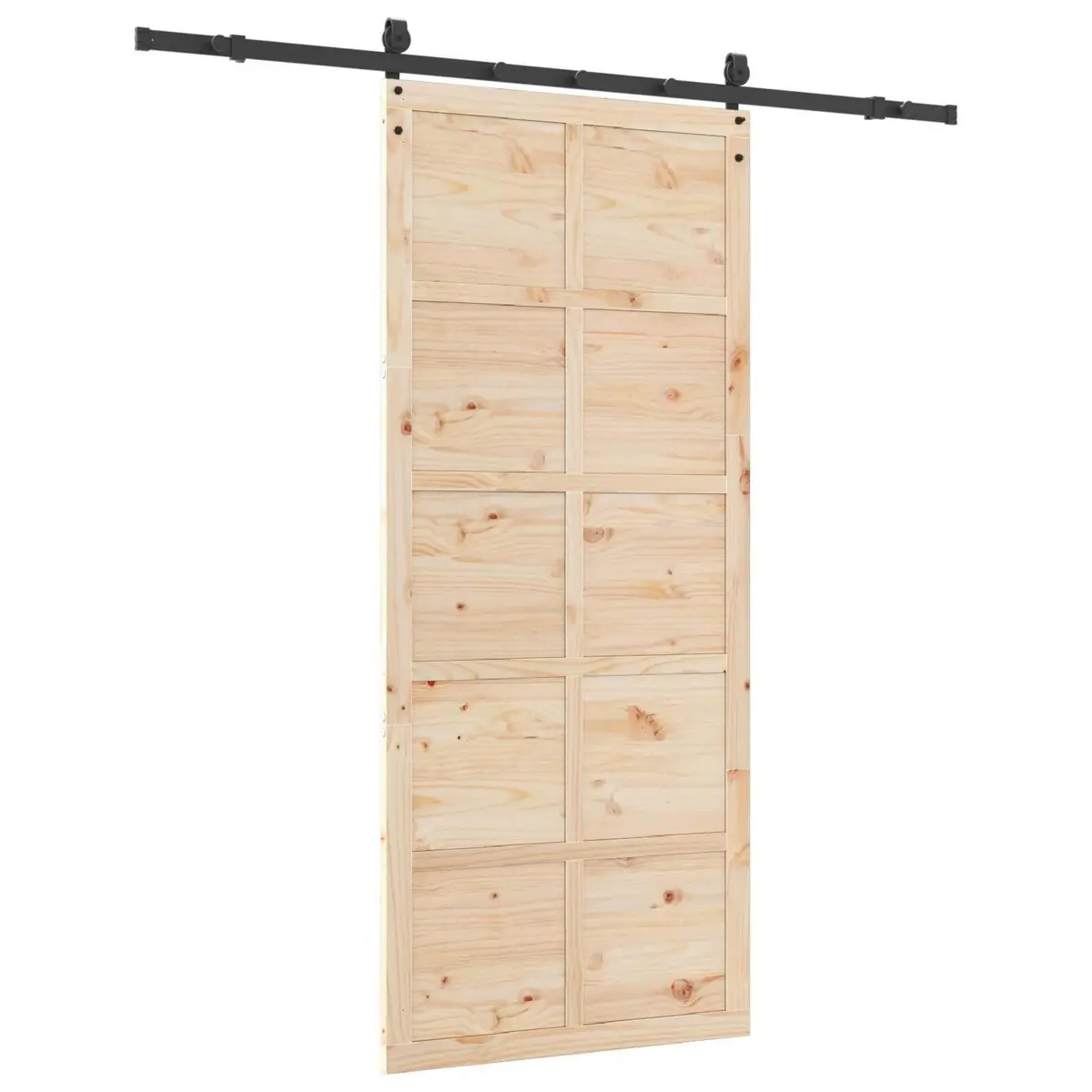 Sliding Door Solid Pine Wood Space-Saving 100 x 208 cm