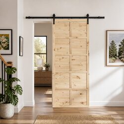 Sliding Door 80x208cm Natural Solid Pine Wood Modern Interior Room Divider