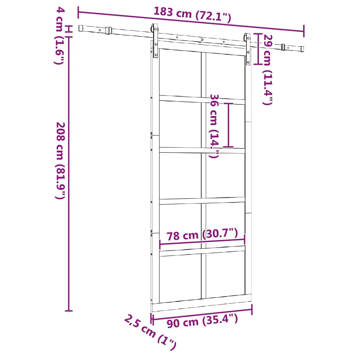 Sliding Door Natural Solid Pine Wood 90 x 208 cm Brown Home Interior Room