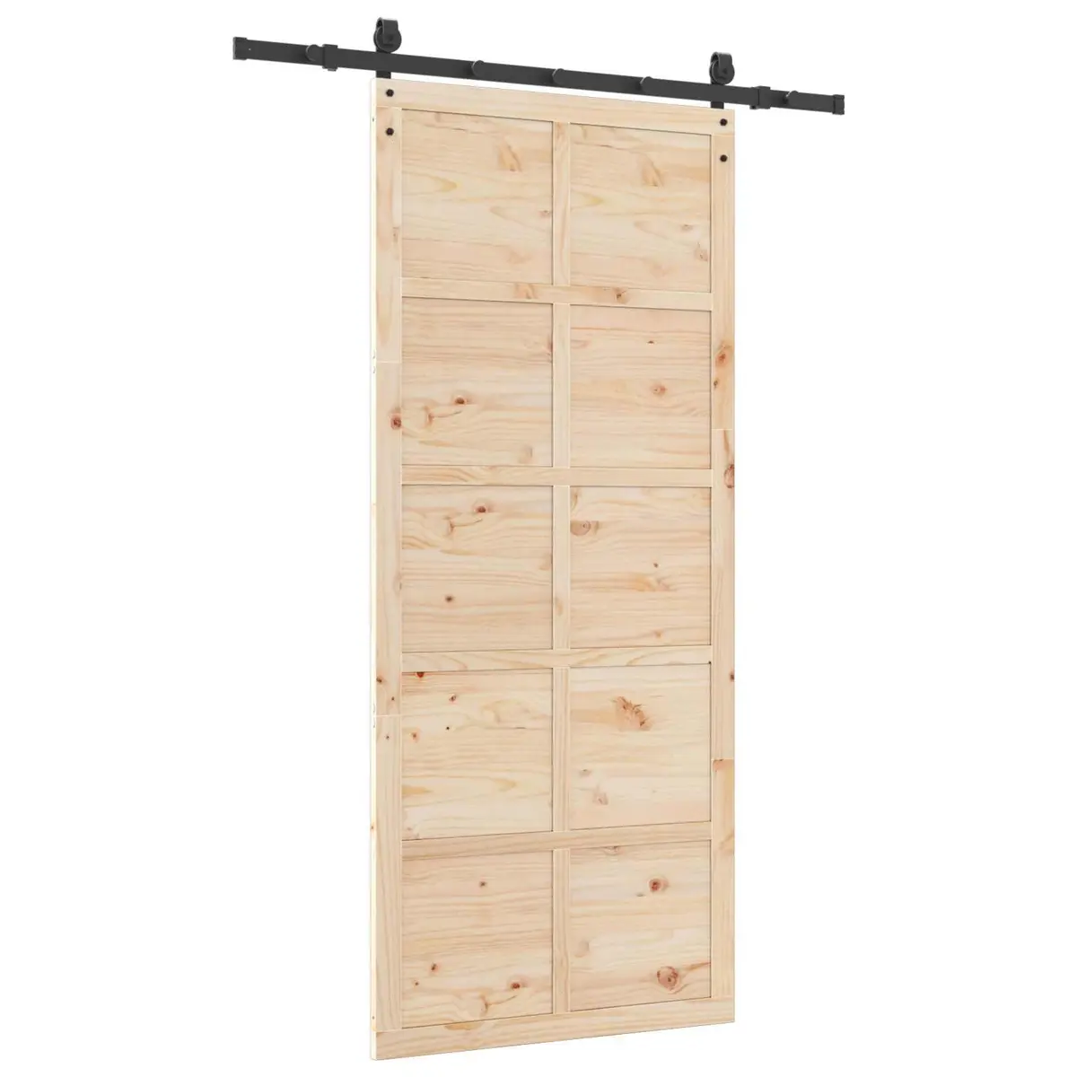 Sliding Door Natural Pine Wood Space-Saving 80 x 208 cm