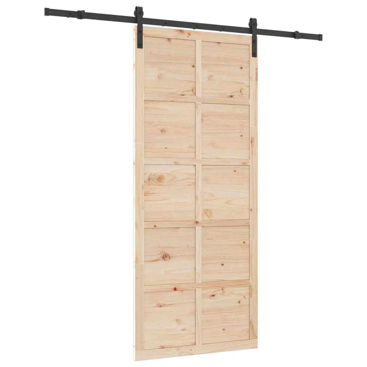 Sliding Door Natural Solid Pine Wood 100 x 208 cm Space-Saving Interior Home
