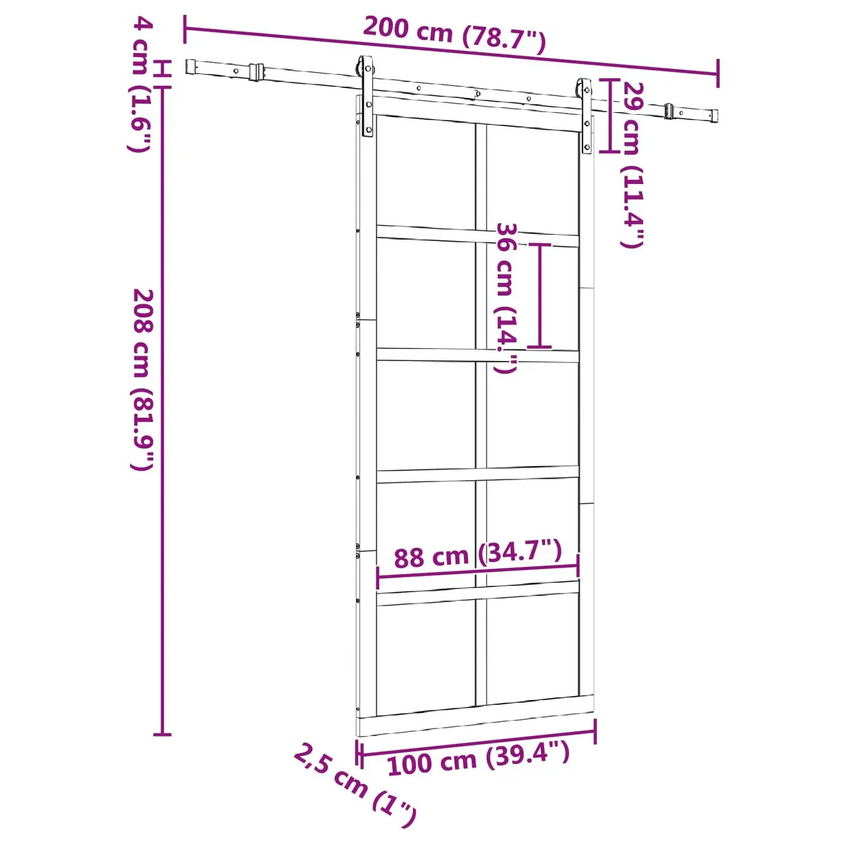 Sliding Door Natural Solid Pine Wood 100 x 208 cm Space-Saving Interior Home