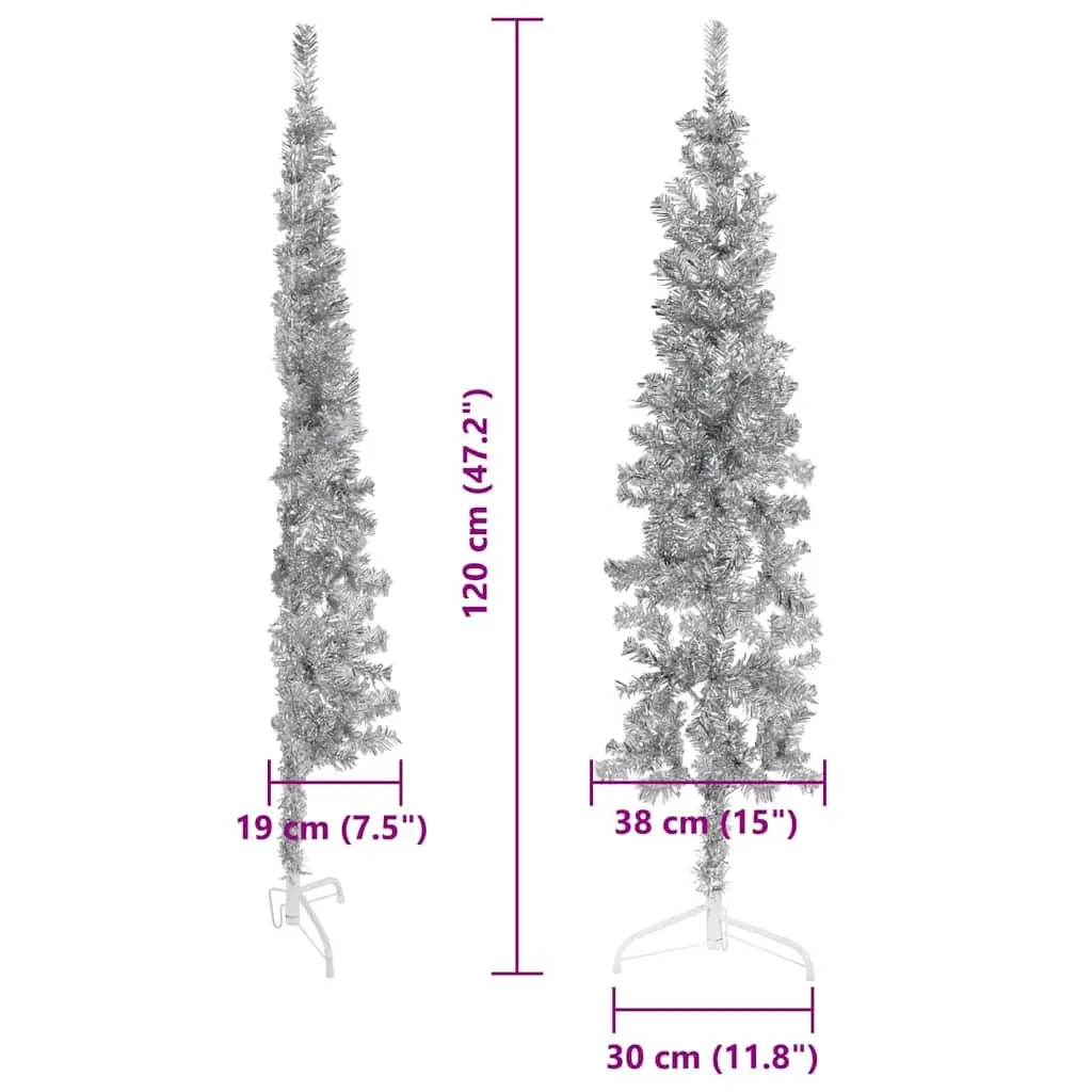 Slim Artificial Half Christmas Tree with Stand 120cm Holiday Home Decoration