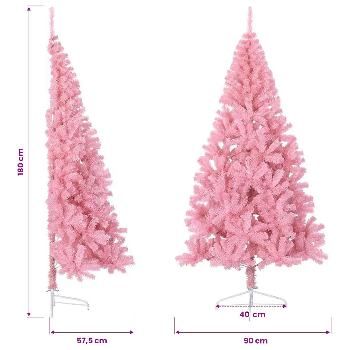 180cm Pink Half Christmas Tree