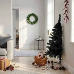Friendly 120cm Black Half Christmas Tree with Stand