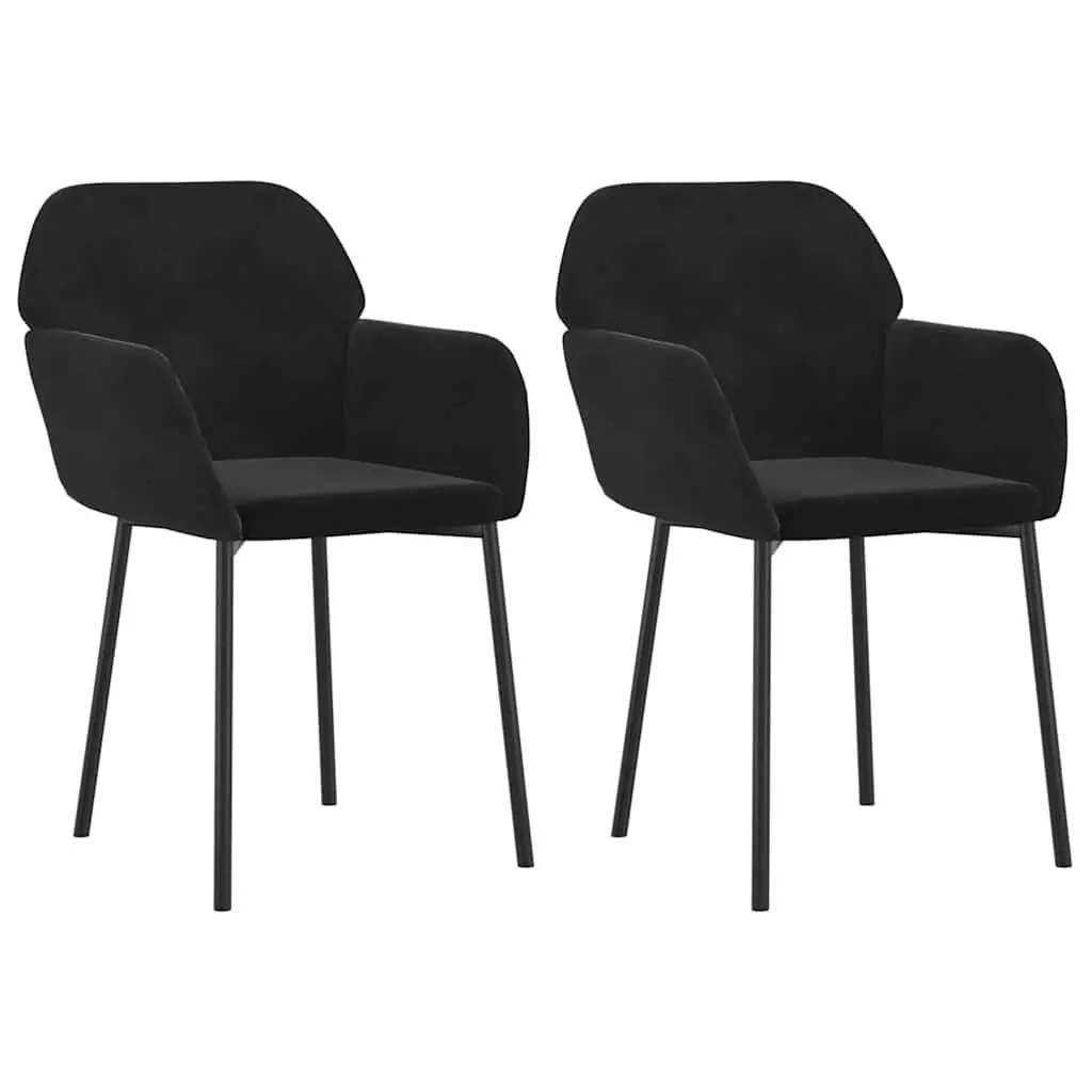 Dining Chairs Velvet Black Padded Armrest Backrest 2 Piece