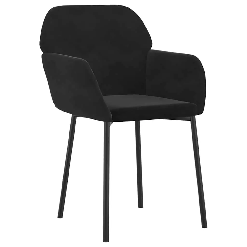 Dining Chairs Velvet Black Padded Armrest Backrest 2 Piece