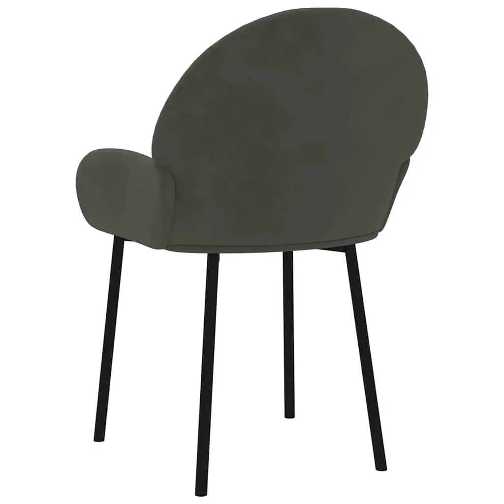 Dining Chairs Grey Velvet Padded Armrest Backrest Set of 2