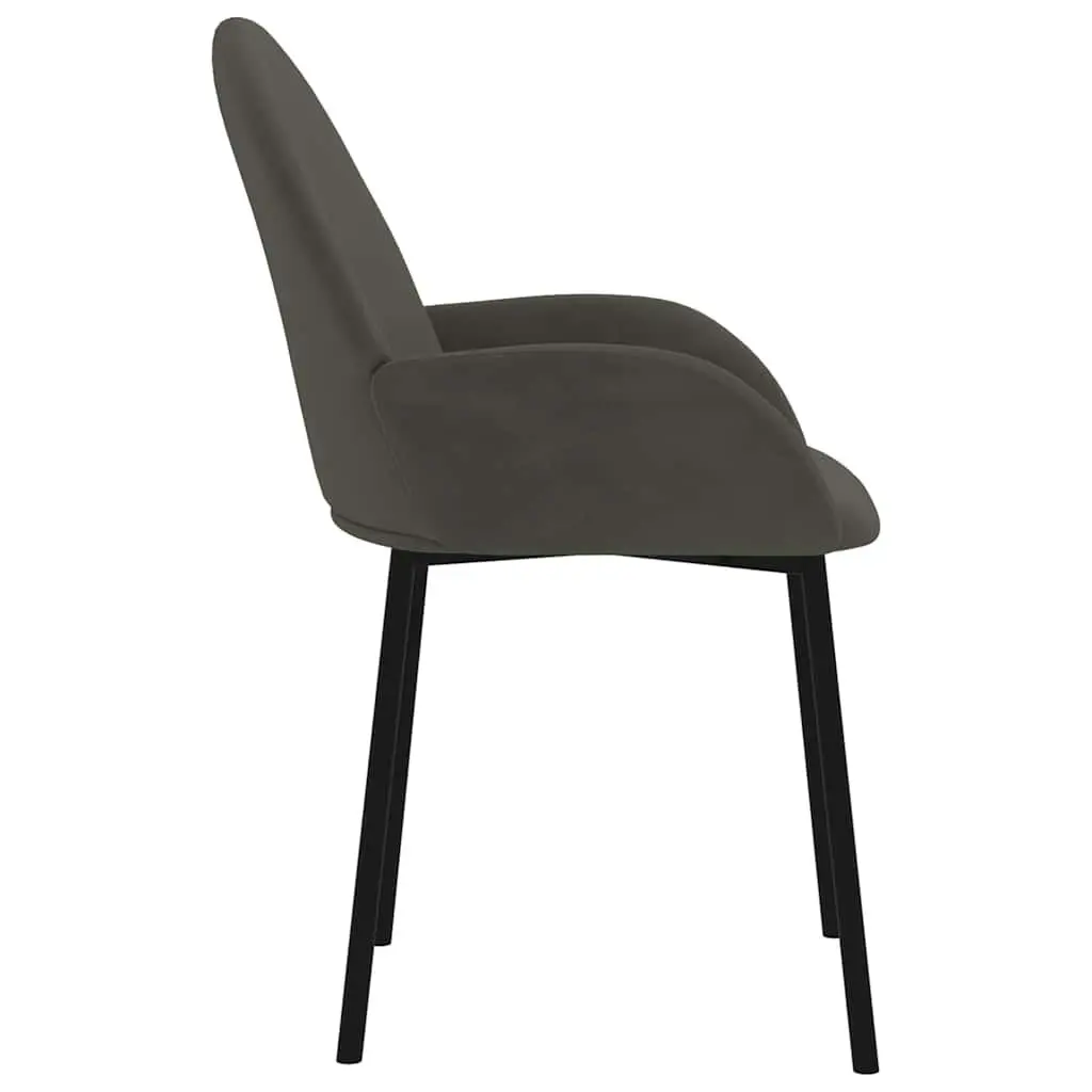 Dining Chairs Grey Velvet Padded Armrest Backrest Set of 2