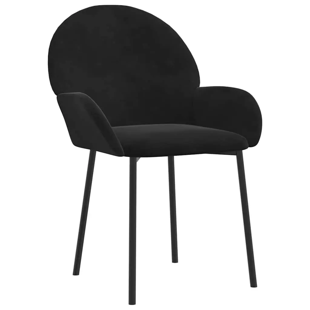 Dining Chairs Velvet Black 2 Piece Padded Armrest Backrest