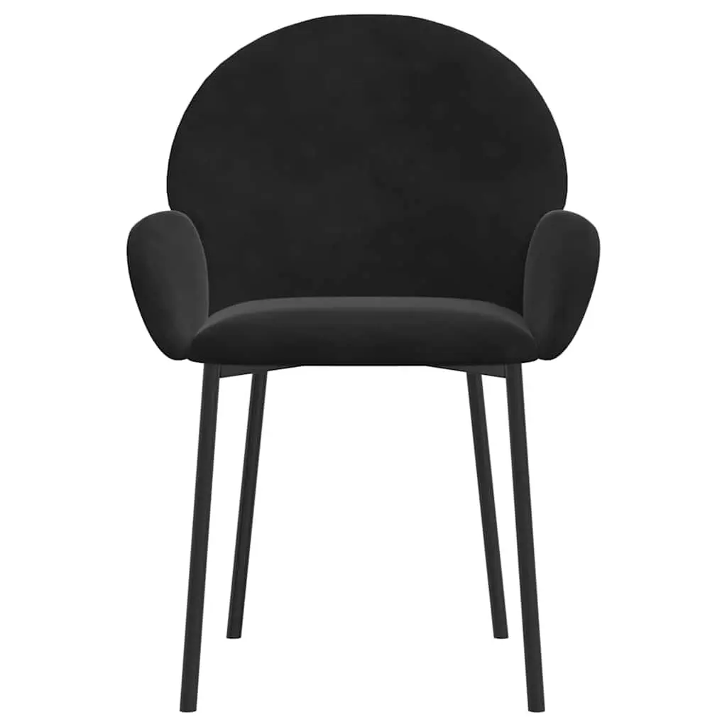 Dining Chairs Velvet Black 2 Piece Padded Armrest Backrest