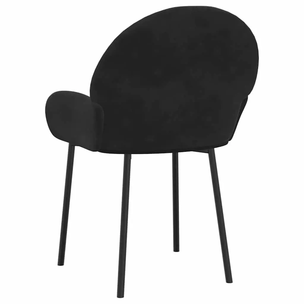 Dining Chairs Velvet Black 2 Piece Padded Armrest Backrest
