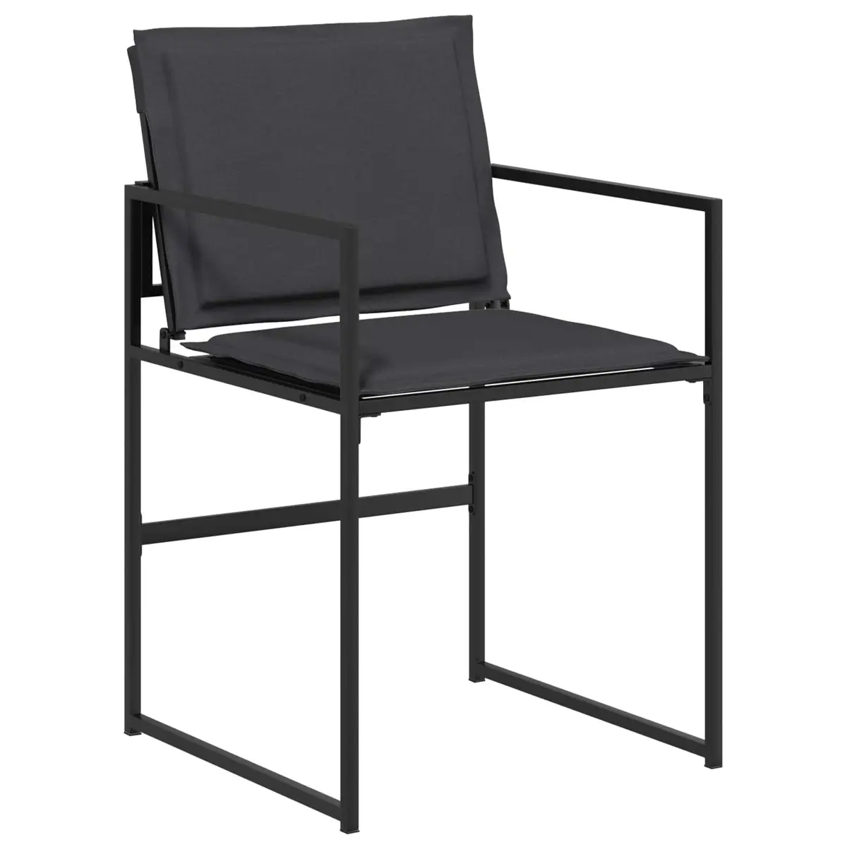 Outdoor Dining Set 5 Piece Black Steel Frame Tempered Glass Table and Textilene Fabric Chairs