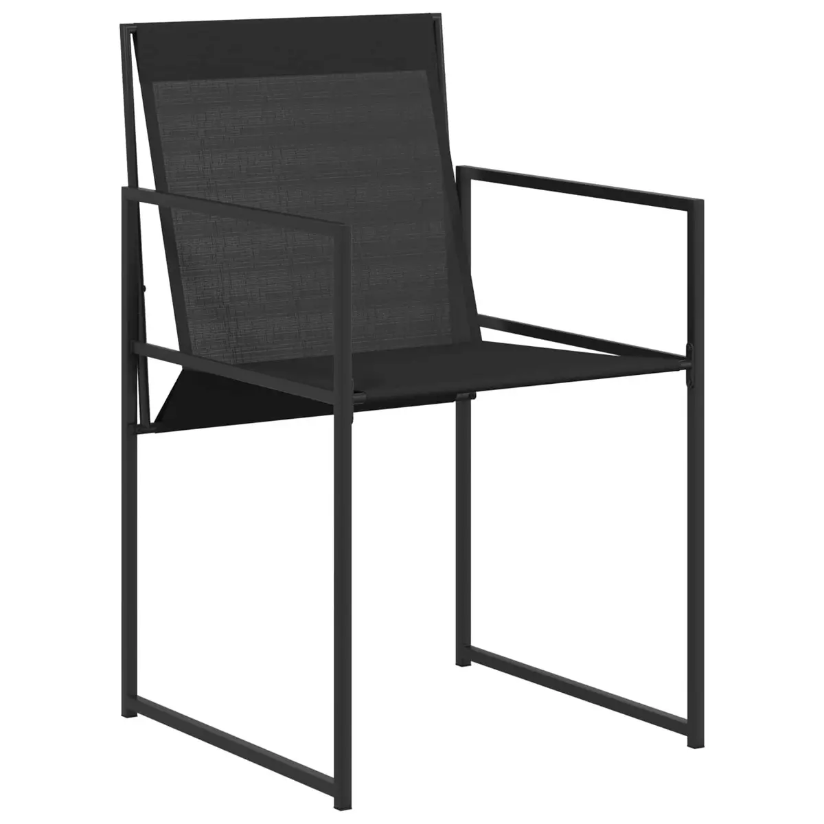 Outdoor Dining Set Black Textilene Steel 5 Pieces
