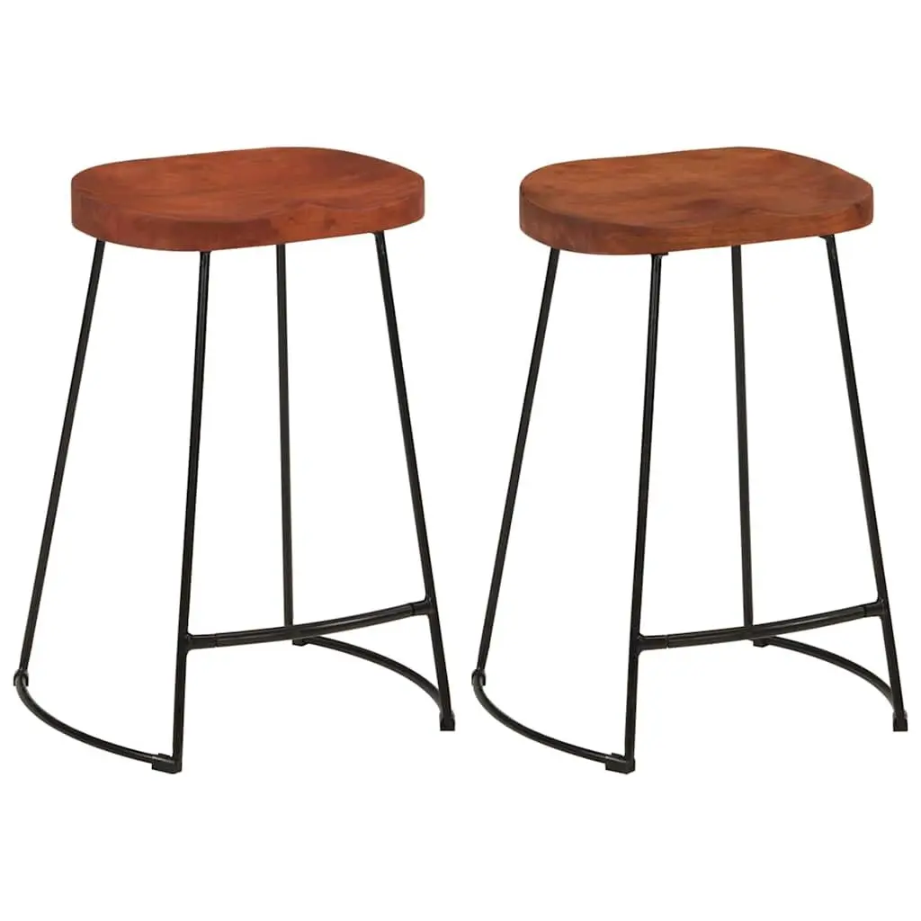Bar Stools Retro Solid Wood Mango Brown 2 Piece