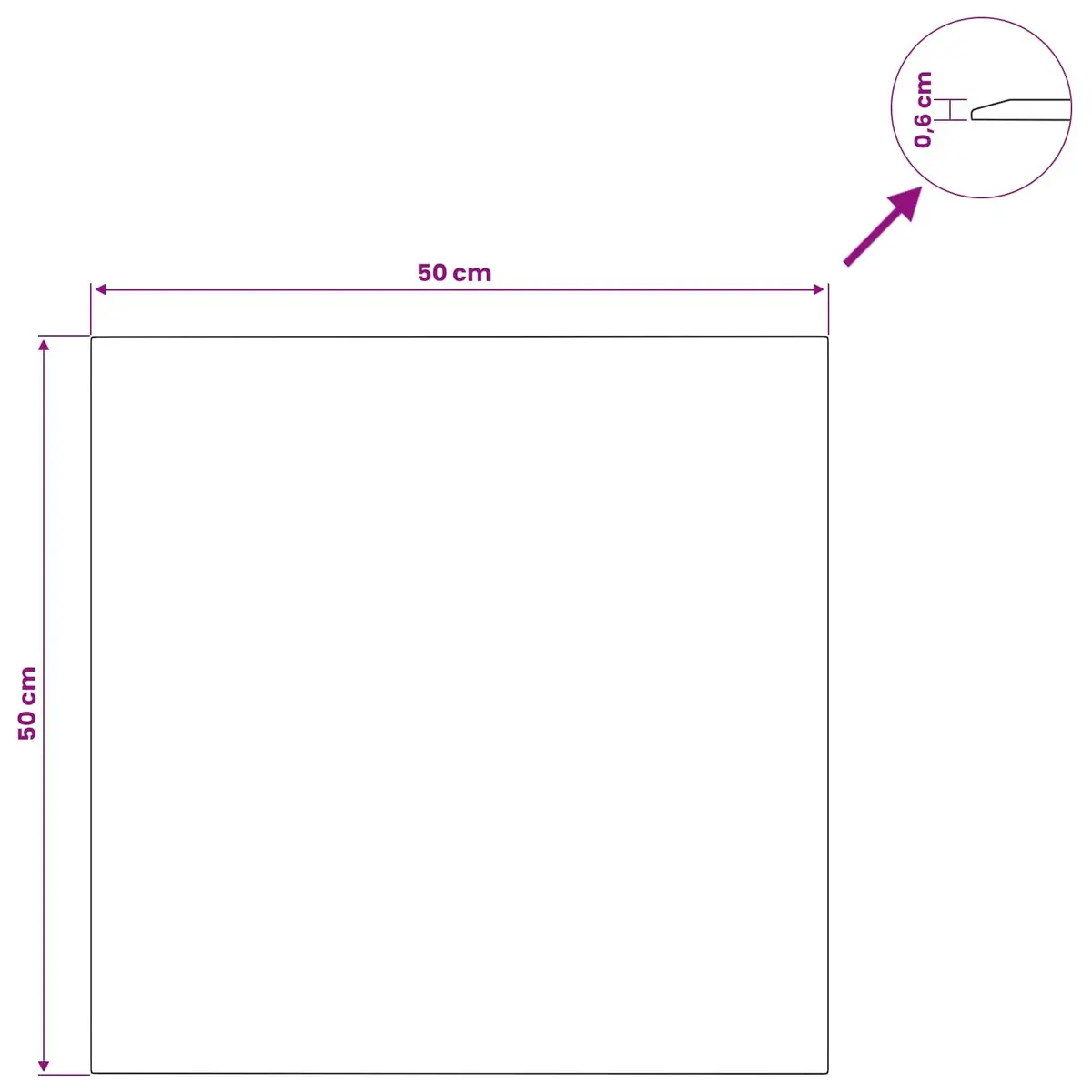 Tempered Glass Table Top Clear Finish 50x50 cm