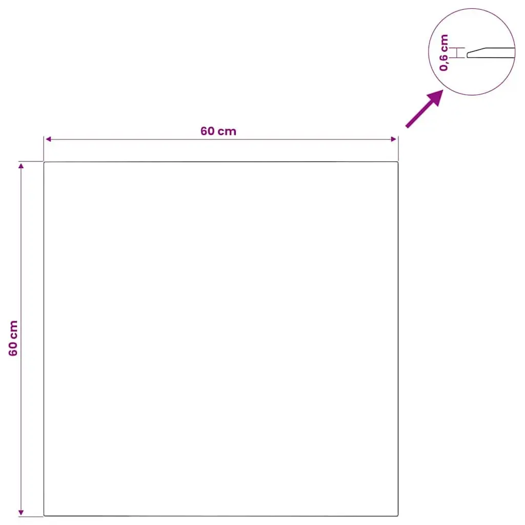 Tempered Glass Table Top Transparent 60x60 cm
