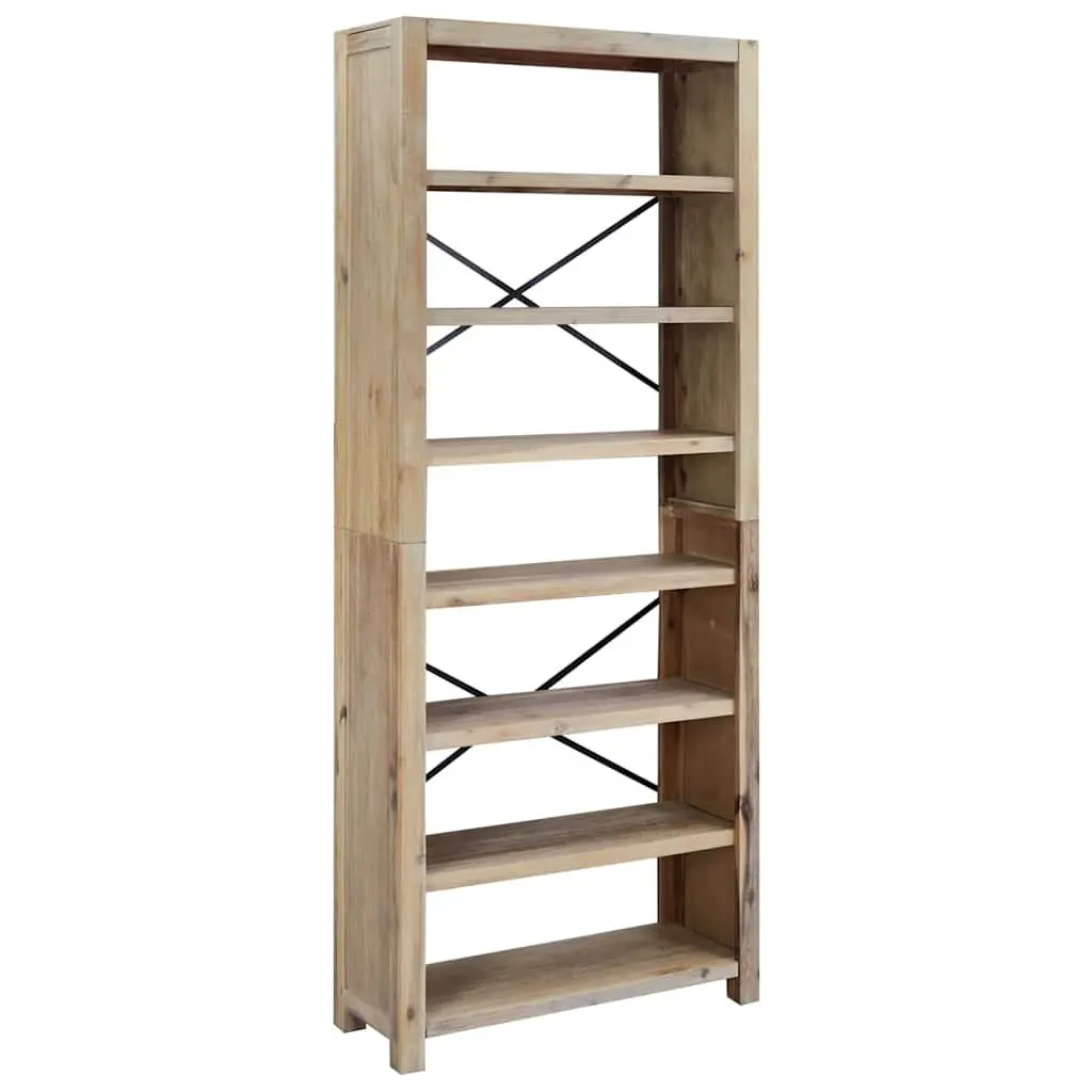 7-Tier Wooden Bookcase Rustic Acacia Brown 80x30x200cm Storage Organiser
