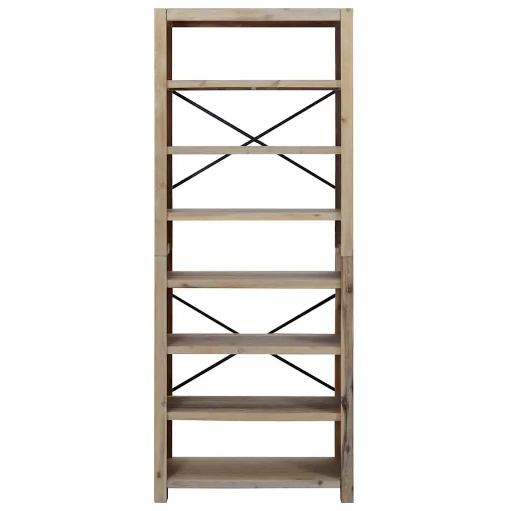 7-Tier Wooden Bookcase Rustic Acacia Brown 80x30x200cm Storage Organiser