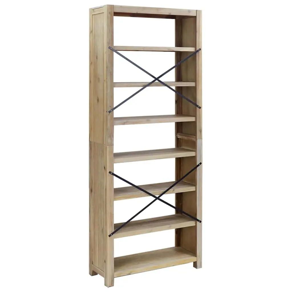 7-Tier Wooden Bookcase Rustic Acacia Brown 80x30x200cm Storage Organiser