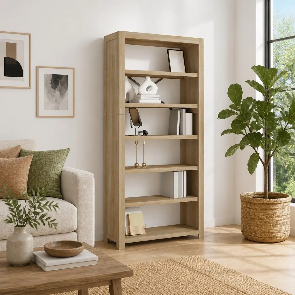 Solid Wood Bookcase 6 Shelves Rustic Acacia Brown 80x30x170cm Storage Display Furniture